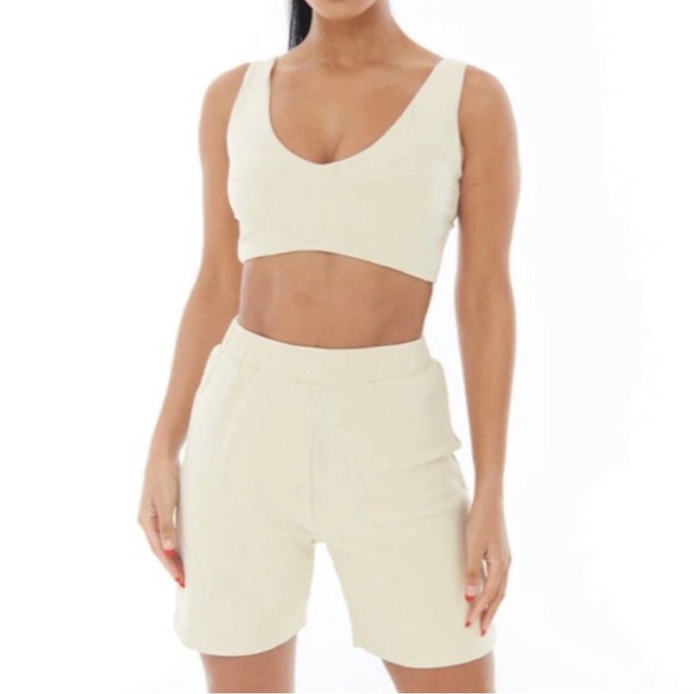 Lazuli label ribbed lounge shorts in eternal gray